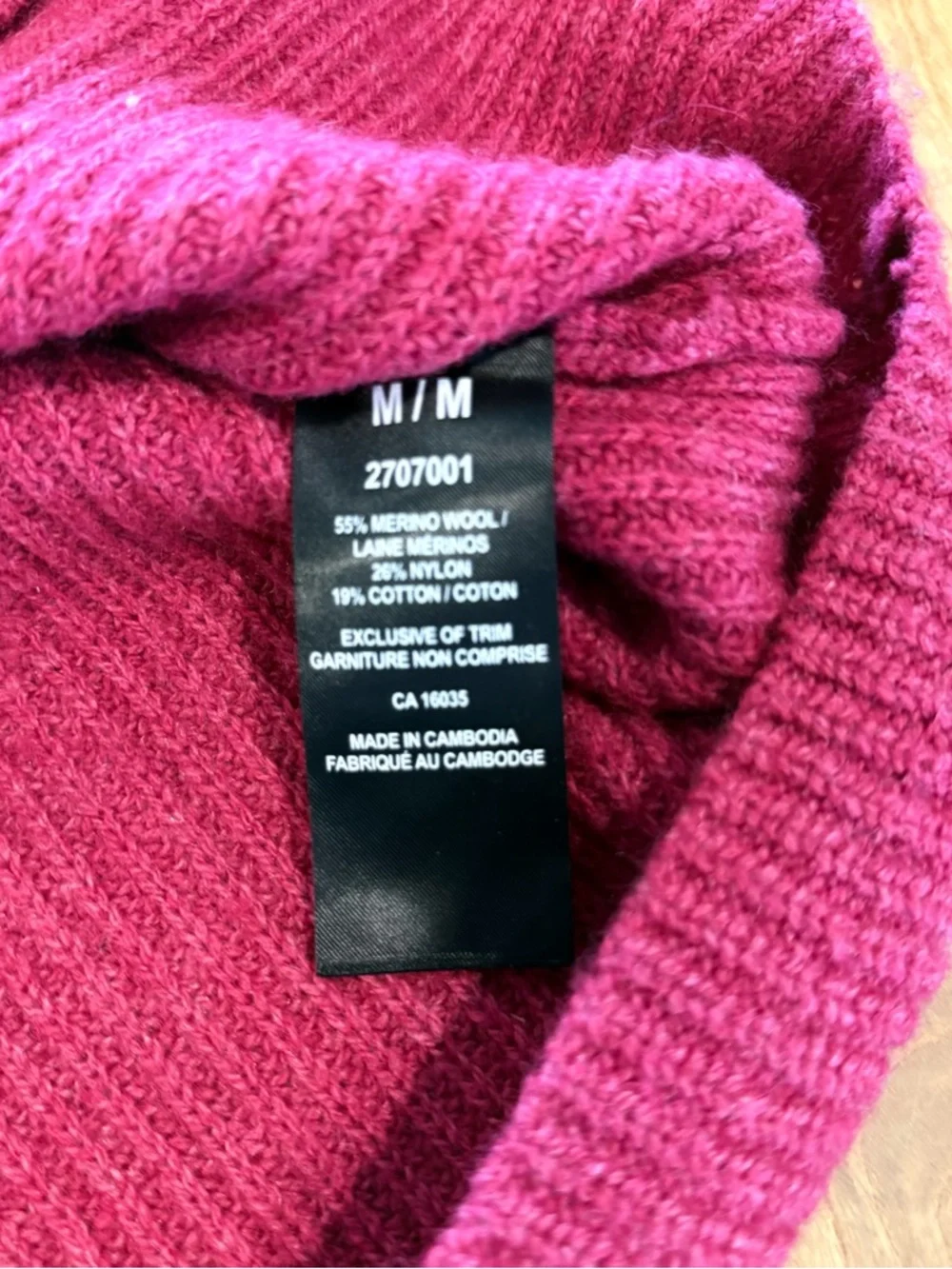 Women's Ribbed Turtleneck Sweater in Rasberry - Picture 7 of 7